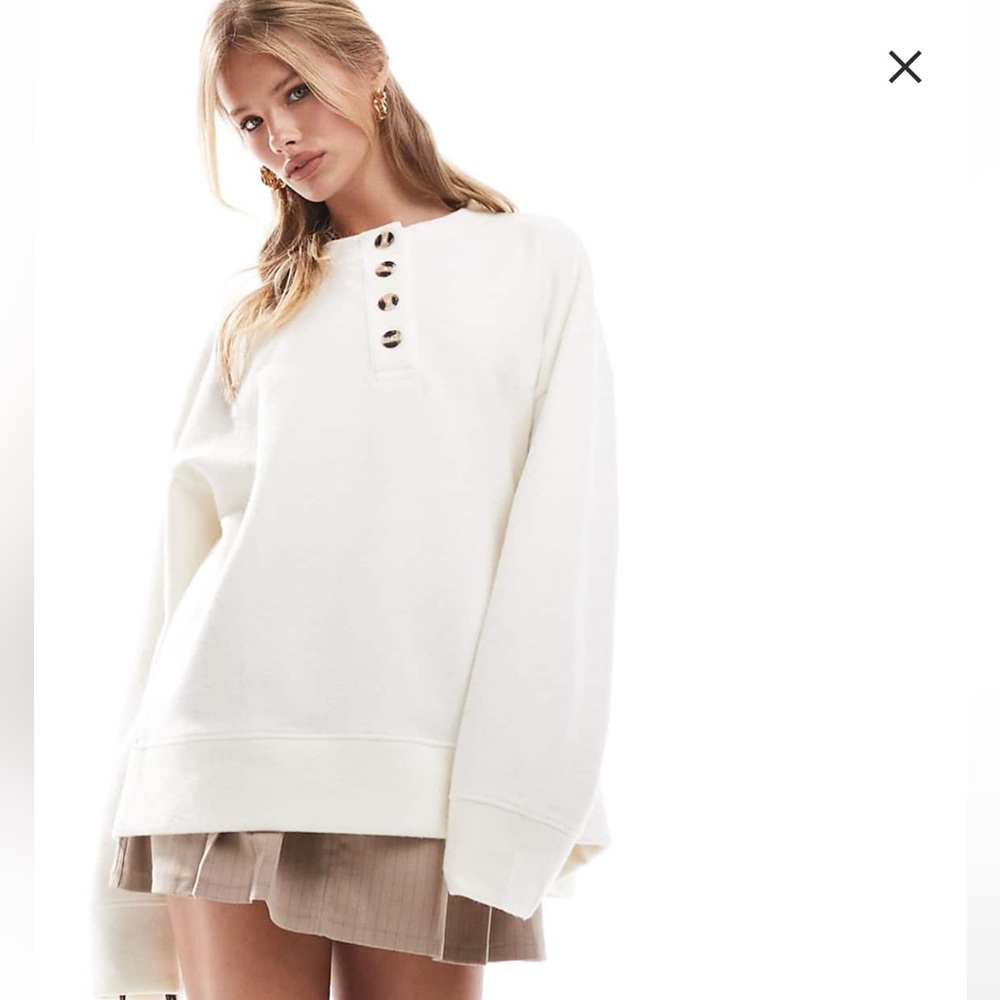 ASOS Cream Henley long sleeve